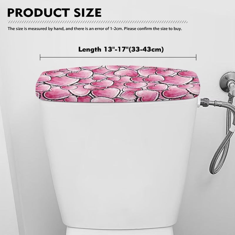 Tesivruno Heart Shape Pattern Toilet Tank Lid Cover for Bathroom, Machine-Washable Valentine's Day Decor Toilet Tank Dust-Proof Cover Fits Most Toilets Tanks, Pink - Image 5